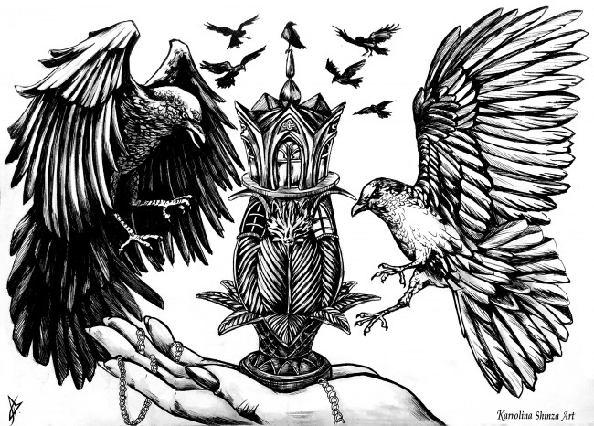 Обои картинки фото рисованное, - другое, птицы, рука