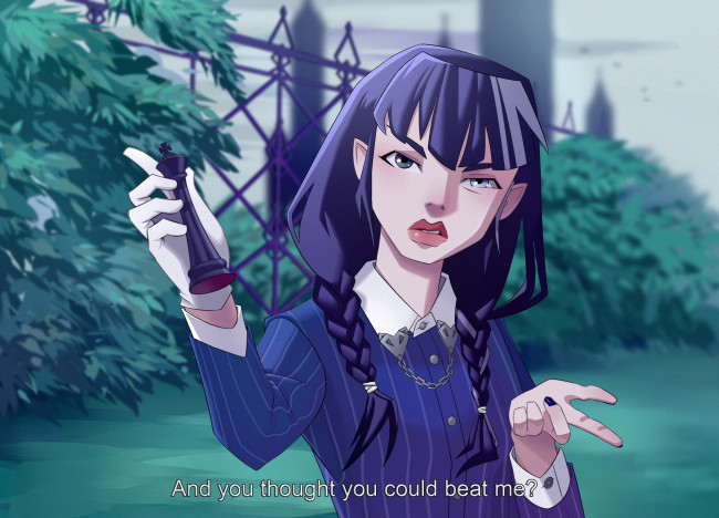 Обои картинки фото аниме, unknown,  другое , девушка, фигура, шахматы, лужайка