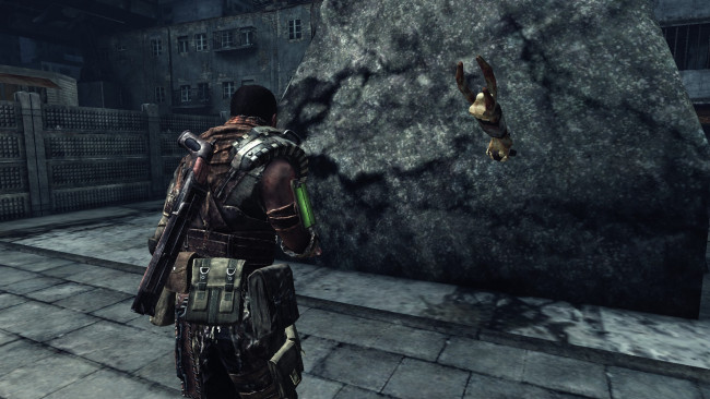 Обои картинки фото видео игры, afterfall,  insanity, человек, оружие, монстр