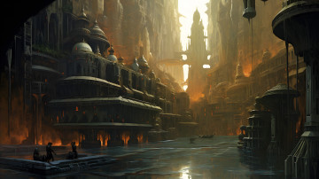 Картинка фэнтези иные+миры +иные+времена фантастический город будущего