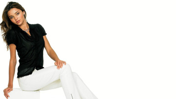 обоя девушки, miranda kerr, шатенка, блузка, брюки