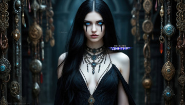 обоя шельма,  по книге “дингир”, 3д графика, _готика , gothic, ведьмы, красивые, девушки, обои, магия, готика, мистика, чёрное, платье, по, книге, дингир, откровенное