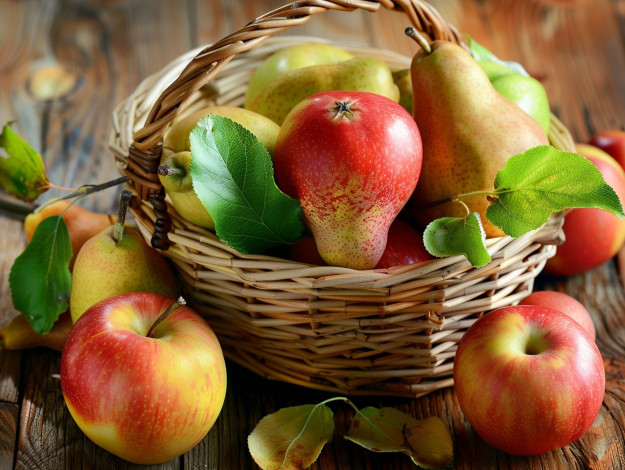 Обои картинки фото 3д графика, еда-, food, груши, яблоки