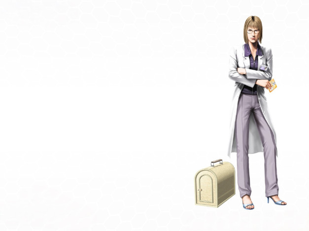 Обои картинки фото видео игры, breakdown, женщина, ученый, очки, халат, чемодан