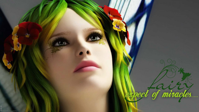 Обои картинки фото 3д, графика, elves, эльфы, цветы, губы, глаза