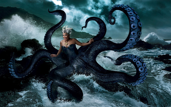 Обои картинки фото queen, latifah, музыка, волны, спрут