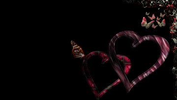 Картинка 3д графика romance бабочки сирдечко