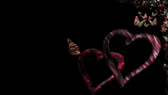 Обои картинки фото 3д, графика, romance, бабочки, сирдечко