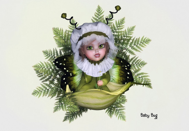 Обои картинки фото 3д, графика, people, люди, папоротник, девушка