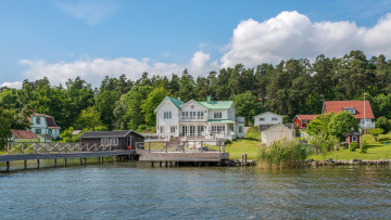 Картинка швеция vaxholm города улицы площади набережные пейзаж дома река