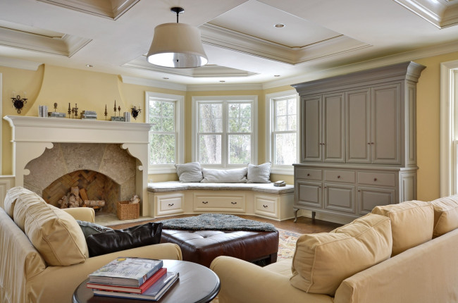 Обои картинки фото интерьер, гостиная, окно, диваны, камин