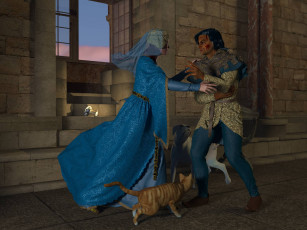 Картинка 3д+графика люди+ people кот собака улица девушка мужчина