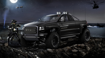 Картинка jeep+cherokee автомобили виртуальный+тюнинг десант вертолёт чёрный jeep cherokee море