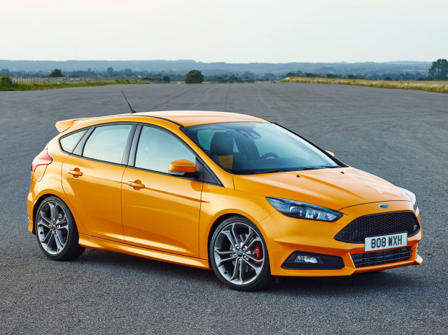 Обои картинки фото автомобили, ford, желтый, 2014г, st, focus