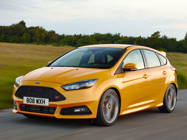 Обои картинки фото автомобили, ford, желтый, 2014г, st, focus