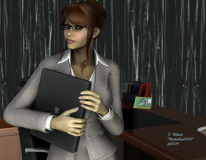 Картинка 3д+графика люди+ people девушка взгляд фон ноутбук