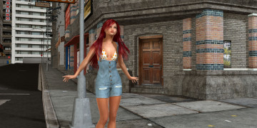 Картинка 3д+графика фантазия+ fantasy девушка улица город фон взгляд