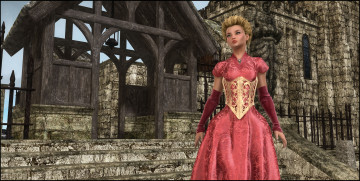 Картинка 3д+графика люди+ people девушка платье фон взгляд