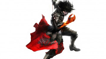 Картинка фэнтези демоны final fantasy рыцарь доспехи броня рука пламя белый фон