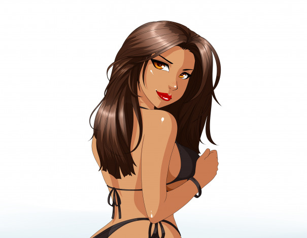 Обои картинки фото рисованное, люди, девушка, фон, взгляд