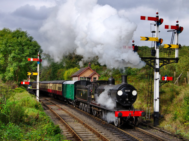 Обои картинки фото техника, паровозы, паровоз, рельсы, дорога, железная