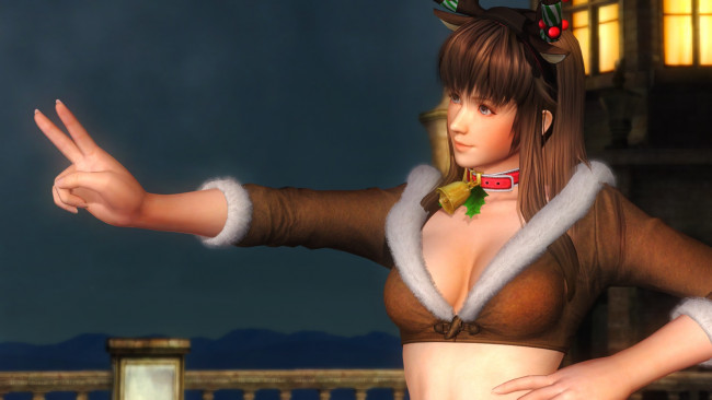 Обои картинки фото видео игры, dead or alive 5, девушка, взгляд, фон, жест