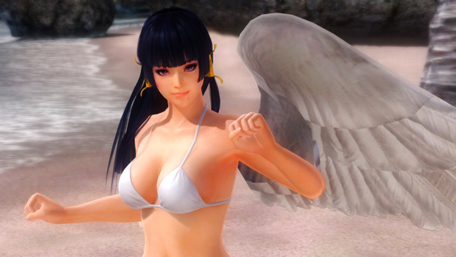 Обои картинки фото видео игры, dead or alive 5, девушка, взгляд, фон, ангел