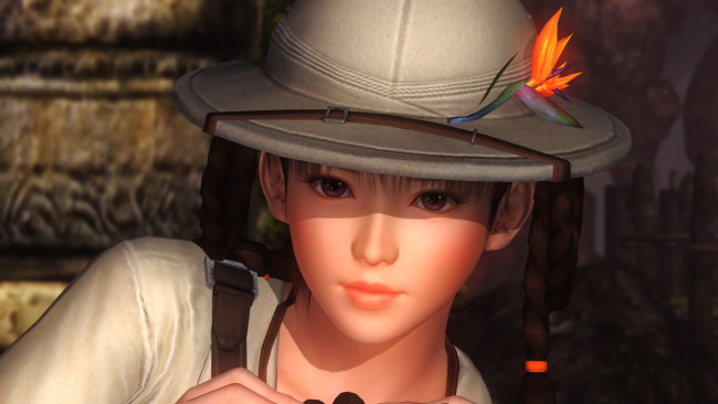 Обои картинки фото видео игры, dead or alive 5, девушка, взгляд, фон, шляпа