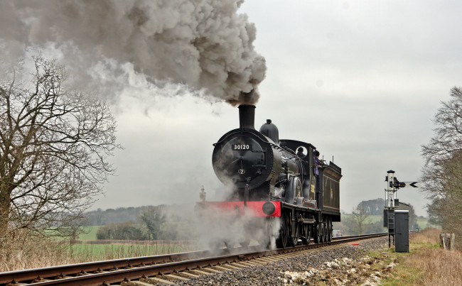 Обои картинки фото техника, паровозы, паровоз, рельсы, дорога, железная