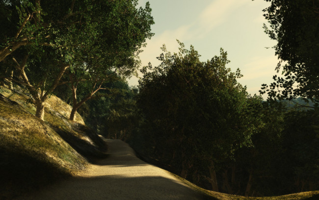 Обои картинки фото 3д графика, природа , nature, дорога, лес, лето