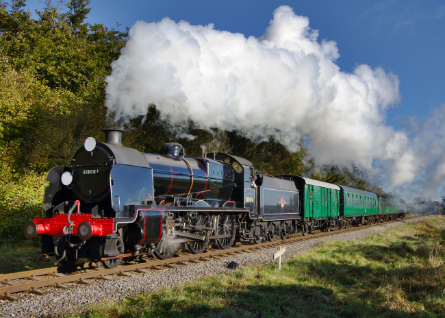 Обои картинки фото техника, паровозы, паровоз, рельсы, дорога, железная