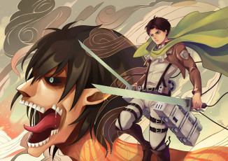 Картинка аниме shingeki+no+kyojin атака титанов