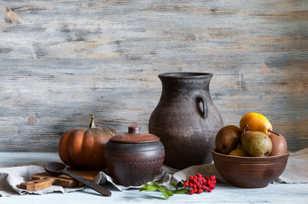 Картинка еда груши ягоды кувшины груша натюрморт