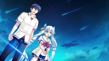 обоя аниме, ryuusei kiseki -shooting probe, фон, взгляд, девушка