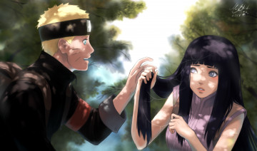 Картинка аниме naruto паутина uzumaki девушка hyuuga hinata art парень by blackmarlb0r0