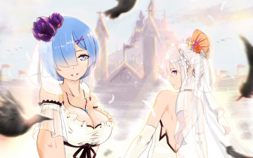 Картинка аниме re +zero+kara+hajimeru+isekai+seikatsu девушки