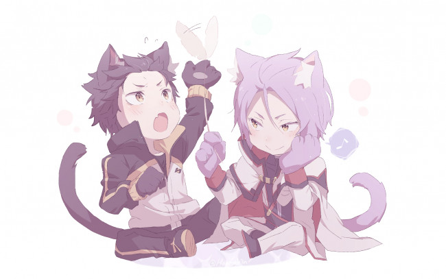 Обои картинки фото аниме, re,  zero kara hajimeru isekai seikatsu, котятки