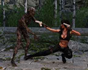 Картинка 3д+графика фантазия+ fantasy оружие фон девушка взгляд