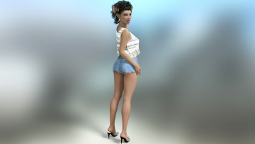 Картинка 3д+графика люди+ people взгляд фон девушка