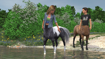 Картинка 3д+графика существа+ creatures девушка фон кентавр взгляд