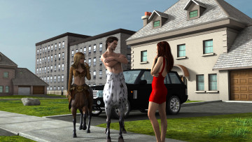 Картинка 3д+графика существа+ creatures кентавр фон взгляд девушка