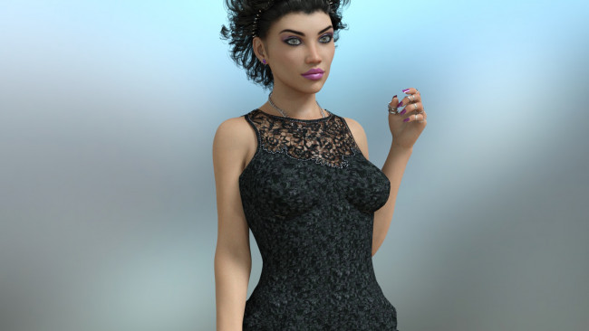 Обои картинки фото 3д графика, люди , people, взгляд, фон, девушка