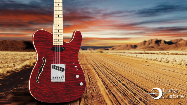 Обои картинки фото музыка, -музыкальные инструменты, гитара, дорога, природа