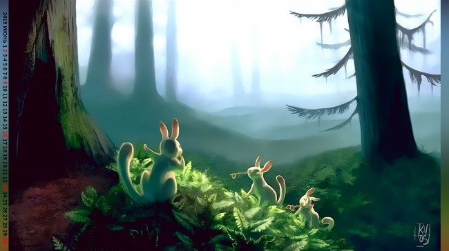 Обои картинки фото календари, рисованные,  векторная графика, calendar, растение, природа, лес, дерево, животное, 2019