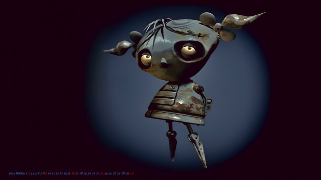 Обои картинки фото календари, фэнтези, робот, девочка, calendar, 2019