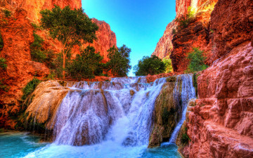 Картинка beaver+falls grand+canyon+national+park arizona usa природа водопады beaver falls grand canyon national park