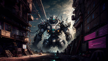 Картинка фэнтези роботы +киборги +механизмы нейросети графика нейроарт ai art нейронные сети рисунки нейро искусство девушка дракон робот