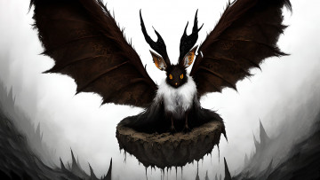 Картинка фэнтези существа нейросети графика нейроарт ai art нейронные сети рисунки нейро искусство сказочная летучая мышь