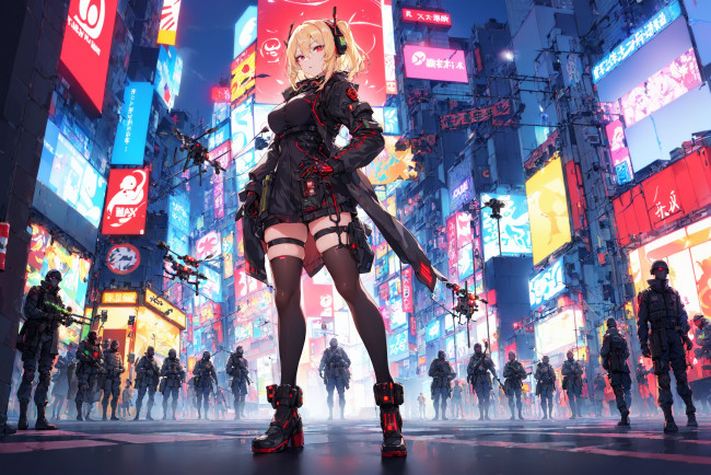 Обои картинки фото аниме, город,  улицы,  интерьер,  здания, нейросети, графика, нейроарт, ai, art, нейронные, сети, рисунки, нейро, искусство, девушка