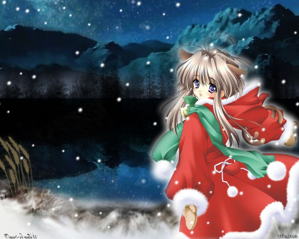 Обои картинки фото аниме, merry, chrismas, winter